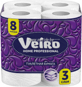 БУМАГА ТУАЛЕТНАЯ VEIRO PROFESSIONAL HOME, 3-СЛОЯ, В УПАКОВКЕ 8 РУЛОНОВ БУМАГА ТУАЛЕТНАЯ VEIRO PROFESSIONAL HOME, 3-СЛОЯ, В УПАКОВКЕ 8 РУЛОНОВ